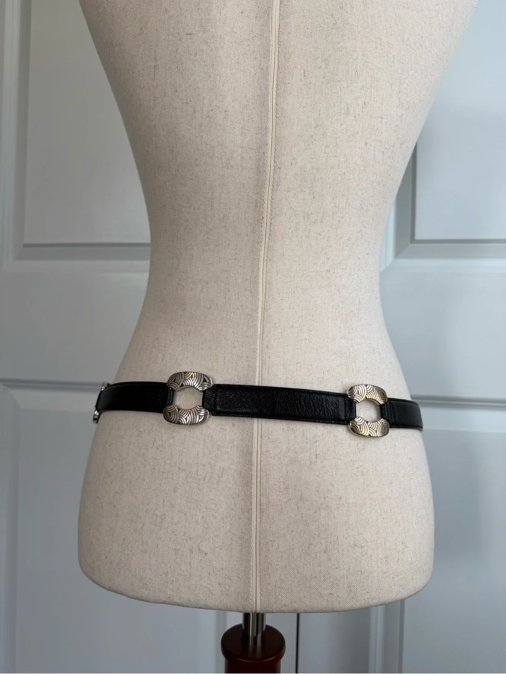 Brighton Silver Link Black Leather Belt Size Medium